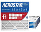 Aerostar 12x12x1 MERV 11 - 6 Count - Pleated HVAC, Furnace & Air Conditioner Filters - Removes Dust, Cold & Flu Germs, Lint, Mold, Pet Dander, Allergy-Causing Pollen, Smog & Smoke