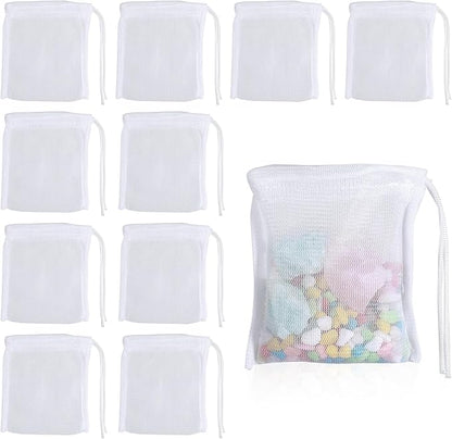 10PCS Aquarium Filter Media Bags for Activated Carbon, 4" X 3.5" Mesh Filter Bags for Aquarium, Carbon Filters Bag for Aquariums, High Flow Aquariums Mesh Media Filters Bag
