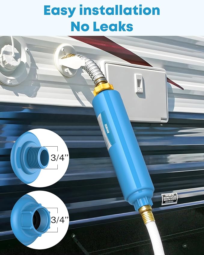 Kohree RV Water Filter, NSF Certified, Inline Water Filter Reduces Chlorine, Bad Taste, Odor, RV Accessories Ideal for Campers, Marine, Garden Hose, Boats, Trailer Motorhome, 2 Pack