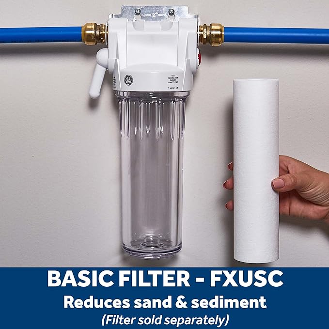 GE Whole House Water Filtration System, Reduce Sediment, Rust & More, Install Kit & Accessories Included, Filter Not Included, Replace Filter (FXWTC, FXUSC, FXWPC, FXWSC) Every 3 Months, GXWH20T