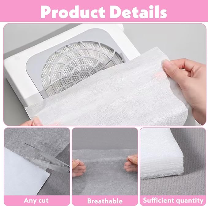 100 Pcs Nail Dust Collector Filter No-Spilling Filters Replacement Paper Disposable Dust Filters For Most Of Machine Vacuum Collector For Salon Nail Supplies Accessories(White)