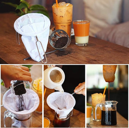 Coffee Sock Strainer Traditional Thai Brewing Coffee Filter for Rich Coffee and Tea 3 inch