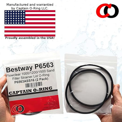 Captain O-Ring - Replacement P6563 O-Ring for Bestway Flowclear 1000/1200/1500 Sand Filter Strainer Lid (2 Pack, P6563ASS16)