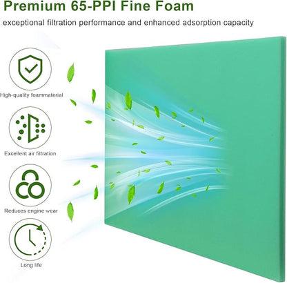 Foam Air Filter Material Sheet for Uni Filter-BF-1 BF1-14" X 17" X 5/8", 65-PPI Bulk Fine Filter Foam Sheet, Universal Reusable Air Filter for Most Motorcycle ATV Scooters, Dirt Bike,UTV-Green