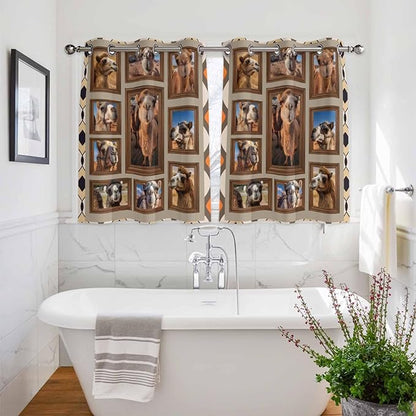 2 Panel Kitchen Cafe Curtains, Desert Camels Sunlight Filtering Nature Air Through, Home Decor Window Covering Tier Curtains for Living Room 104W x 52L inch Western Wildlife Brown Animals Country