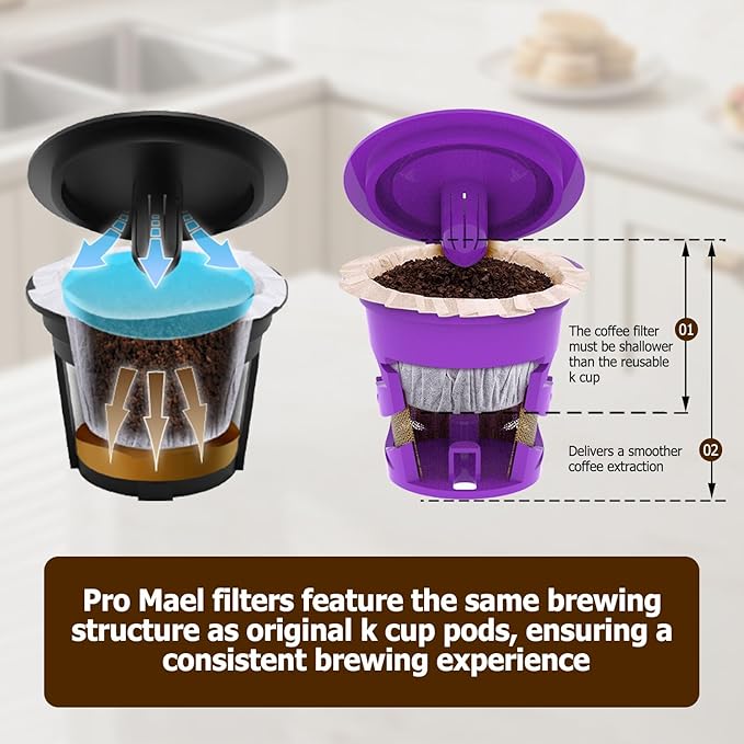 Pro Mael 360 Count Disposable K Cup Filters, Coffee Filter Paper for Keurig Brewers Single Serve 1.0 and 2.0, Use with Reusable K Cup Pods (Natural Unbleached)