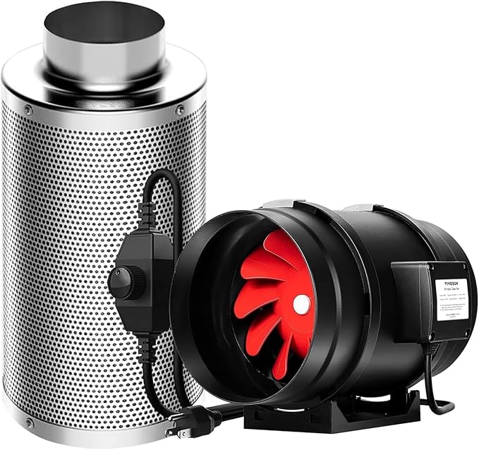 VIVOSUN Ventilation Kit 8 Inch 720 CFM Inline Duct Fan with 8" x 20" Carbon Filter Odor Control System with Australia Virgin Charcoal for Grow Tent Ventilation