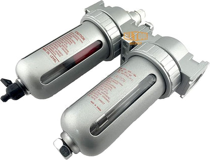 1/2" NPT MID FLOW 2 Stages Coalescing Filter Desiccant Dryer System For Compressed Air Lines, Poly Bowls, Great For Paint Spray And Plasma Cutter