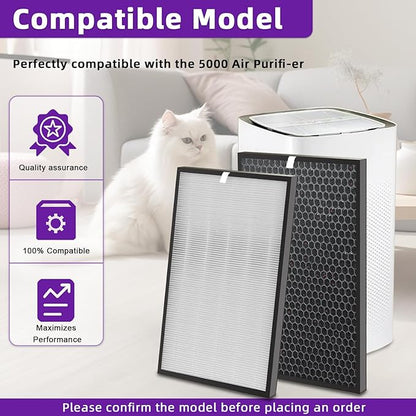 4-Pack 5000 Replacement Filter Compatible with AD5000 Air Puri-fier, Includes 2 Filters + 2 Activated Filters