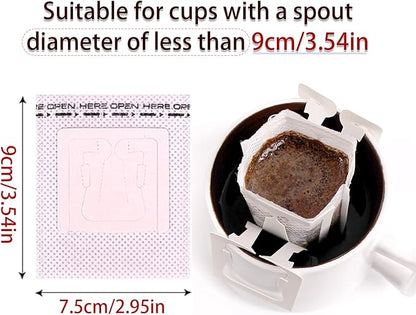 Pack of 50 Portable Hanging Ear Drip Coffee Bag, Single Serve Disposable Coffee Filter Paper Bag for Travel, Compatible with Outside Diameter Less Than 9 cm Various Coffee Cups and Utensils