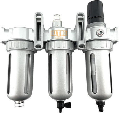 3/8" NPT MID FLOW Filter Regulator Coalescing Desiccant Dryer System For Compressed Air Lines, Poly Bowls, Great For Paint Spray And Plasma Cutter (AUTO DRAIN)