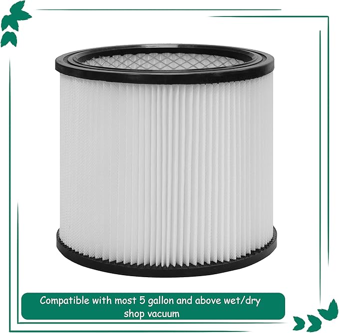 90304 Replacement Filter with Lid, Compatible with Shop-Vac 90304, 90350, 90333, Shop Vac 903-04-00, 9030400, 90595, 5 Gallon Up Wet/Dry Vacuum Cleaners, 2Pack