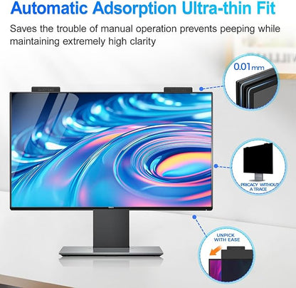 2Pack Magnetic 24 Inch Privacy Screen for Computer Monitor 16:9 Aspect Ratio, Hanging Removable Anti-Blue/Glare Protector Film, Anti Spy Desktop Security Private Filter 24in