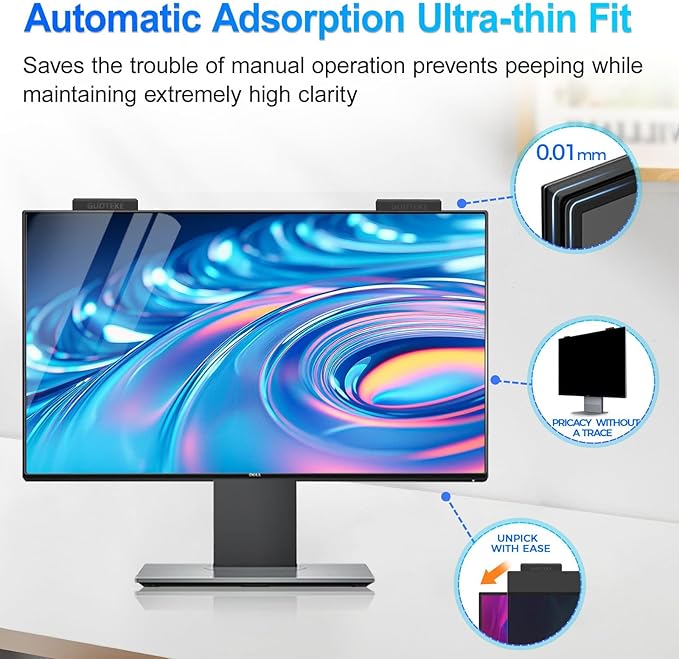 Magnetic 23.6 Inch Privacy Screen for Computer Monitor 16:9 Aspect Ratio, Hanging Removable Anti-Blue/Glare Protector Film, Anti Spy Desktop Security Private Filter 23.6in