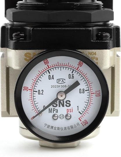 SNS AR4000-N04 Female Thread 1/2 NPT Air Pressure Regulator 0-150 PSI Adjustable,Bracket,Gauge