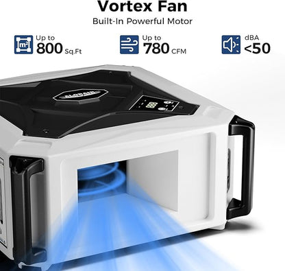 ALORAIR Hanging Intake Air Filtration Systems Woodworking 2 Stage Air Flow (580/780CFM) Remote Control, Shop Dust Collectors with Strong Vortex Fan for Garage, Work Shop, Home Use, Purecare 780