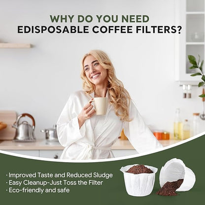 Disposable Paper Coffee Filters K Cup Paper Filters for K-eurig Single Brewer Reusable Cups, K-Cup Coffee Pods, Fit Most K eurig Single Serve Filter Brands Coffee Pods (White 100 count, Small)