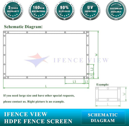 Ifenceview 6'x3' to 6'x50' Brown Shade Cloth/Fence Privacy Screen Fabric Mesh Net for Construction Site, Yard, Driveway, Garden, Railing, Canopy, Awning 160 GSM UV Protection (6' x 8')