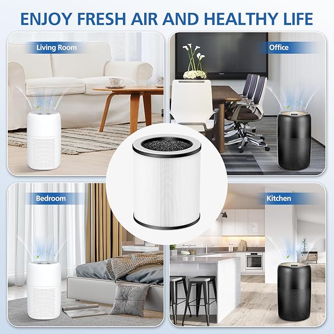 4 Pack P60 Replacement Filter Only Compatible with TPLMB/YARIKI P60 Air Purifier and Vhoiu KJ50 Air Purifier, 3-in-1 Nylon Pre-Filter, HEPA Filter and High-Efficiency Carbon