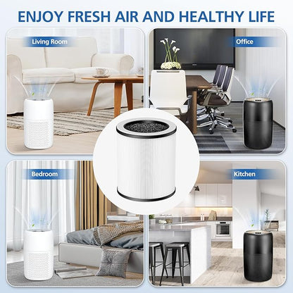 4 Pack P60 Replacement Filter Only Compatible with TPLMB/YARIKI P60 Air Purifier and Vhoiu KJ50 Air Purifier, 3-in-1 Nylon Pre-Filter, HEPA Filter and High-Efficiency Carbon