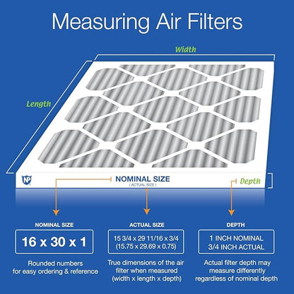 Nordic Pure 16x30x1 (Actual Size: 15 3/4 x 29 11/16 x 3/4) Furnace Air Filters MERV 10 Pleated Plus Carbon 2 Pack