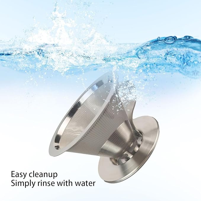 316 Stainless Steel Pour Over Coffee Dripper with 300 Mesh Filter Portable Reusable Cone for Travel Camping Brewing Tea