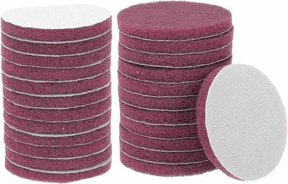 HARFINGTON 24pcs Scrubber Scouring Pads 500 Grits 4 Inch Drill Power Brush Hoop and Loop Surface Conditioning Disc Drill Scuffing Disc Scrub Pads for Home Kitchen Cleaning, Red