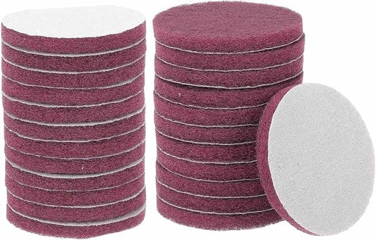 HARFINGTON 24pcs Scrubber Scouring Pads 500 Grits 4 Inch Drill Power Brush Hoop and Loop Surface Conditioning Disc Drill Scuffing Disc Scrub Pads for Home Kitchen Cleaning, Red