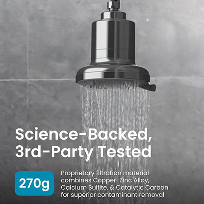 AquaTru Shower - High Pressure Shower Filter Removes Impurities from Hard Water to Support Healthy Skin, Scalp, Hair, Reduce Breakage, and Enhance Your Beauty and Self-Care Routine (Polished Chrome)
