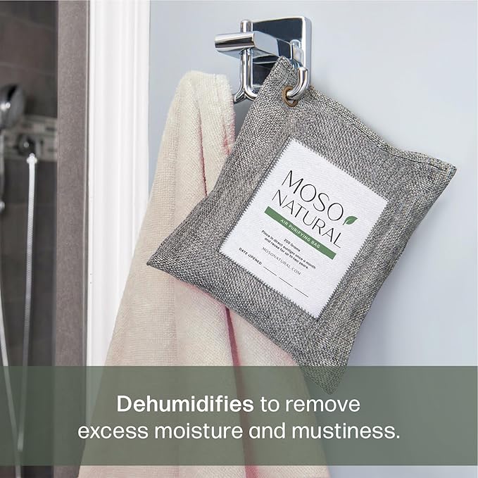 Moso Natural Air Purifying Bag 200g (3 Pack) HGTV Editor's Pick | Premium Bamboo Charcoal Odor Absorber for Home & Car | Closet Odor Eliminator & Car Air Freshener | Long Lasting Charcoal Bags