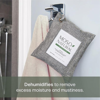 Moso Natural Air Purifying Bag 200g (3 Pack) HGTV Editor's Pick | Premium Bamboo Charcoal Odor Absorber for Home & Car | Closet Odor Eliminator & Car Air Freshener | Long Lasting Charcoal Bags