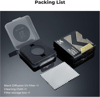 K&F CONCEPT Snap On Black Diffusion 1/4 Filter Compatible with DJI Osmo Action 6, Creative Mist Cinematic Effect Filters, Multi-Coated/Optical Glass/Aluminum Alloy Frame Action Camera Accessories