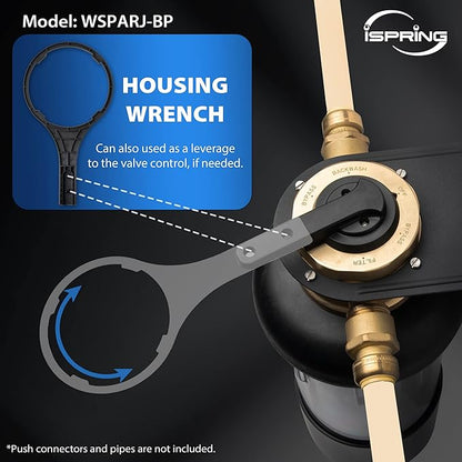 iSpring WSP50ARJ-BP Whole House Prefilter, Spin-Down Sediment Water Filter with Bypass, Upgraded Clear Housing, Jumbo Size, Flushable and Reusable, Touch-Screen Auto Flushing, 4 Modes, 50 Microns