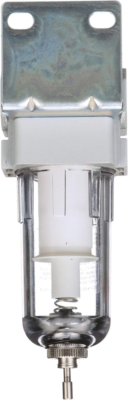 PneumaticPlus SAF200-N02B Miniature Compressed Air Particulate Filter 1/4" NPT - Poly Bowl, Manual Drain, Bracket