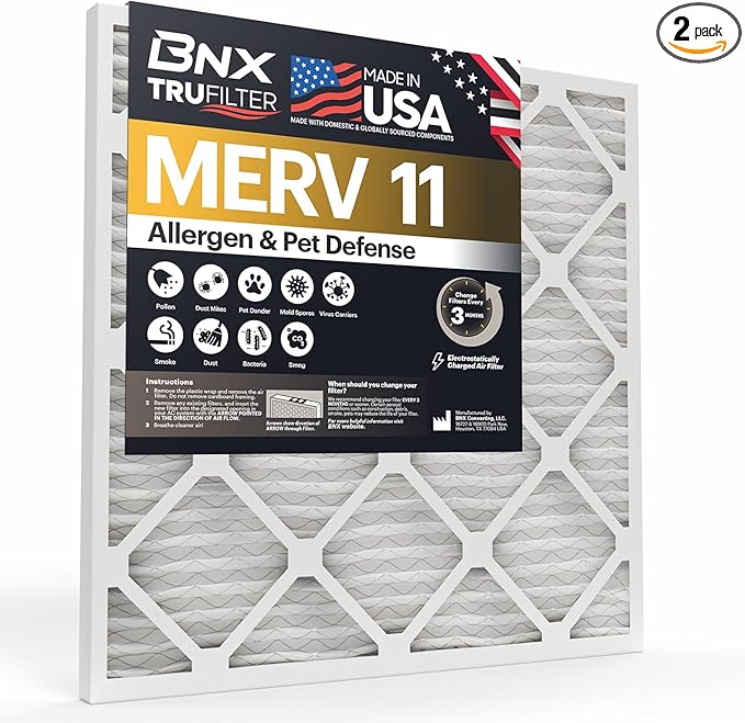 TruFilter Compatible with AprilAire 110 Replacement Filter for AprilAire (2-Pack) - MERV 11 MADE IN USA - HVAC AC Furnace Filters AllergiesAllergy Dust, Pet, MPR 1200 FPR 7Air Filter 16x20x4