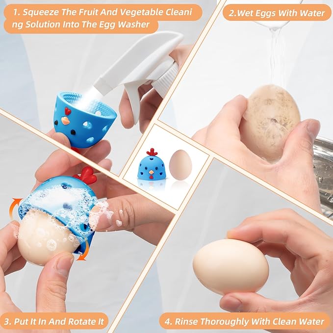 Silicone Egg Brush Cleaner, Egg Washer for Fresh Eggs, Egg Cleaner for Fresh Eggs, Egg Scrubber for Fresh Eggs, Reusable Cleaning Tools for Egg Washer (Blue)