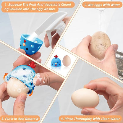 Silicone Egg Brush Cleaner, Egg Washer for Fresh Eggs, Egg Cleaner for Fresh Eggs, Egg Scrubber for Fresh Eggs, Reusable Cleaning Tools for Egg Washer (Blue)