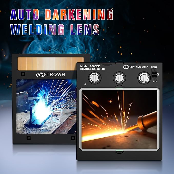 TRQWH Welding Lens Auto Darkening Welding Helmet Lens True Color Technology with 4 Arc Sensor Ajustable Shade Range 4/5-13 Automatic LCD Lens Dimming Shade Filter 4.49x5.24in Auto Welding Lens