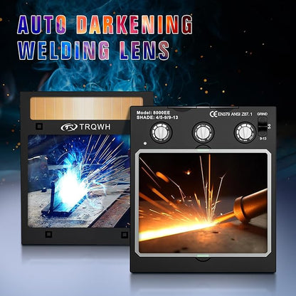 TRQWH Welding Lens Auto Darkening Welding Helmet Lens True Color Technology with 4 Arc Sensor Ajustable Shade Range 4/5-13 Automatic LCD Lens Dimming Shade Filter 4.49x5.24in Auto Welding Lens