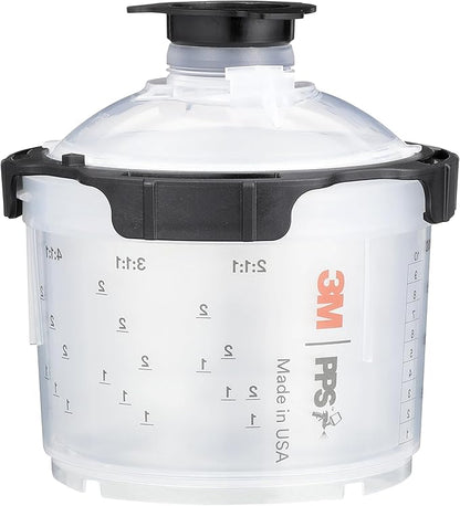 3M PPS 2.0 Spray Gun Cup, Lids and Liners Kit, 26114, Mini, 6 Ounces, 200-Micron Filter, Use for Cars, Furniture, House and More, 1 Paint Cup, 50 Disposable Lids and Liners, 32 Sealing Plugs, White