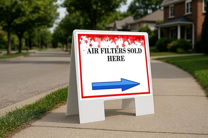 Air Filters Sold Here 4Th Of July American Flag Usa Patriotic Red Blue Stars Directional Arrows A-Frame Double Sided 23x23 in. Yard Road Sign