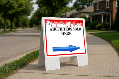Air Filters Sold Here 4Th Of July American Flag Usa Patriotic Red Blue Stars Directional Arrows A-Frame Double Sided 23x23 in. Yard Road Sign