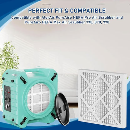 MERV-13 Air Filter Replacement Set Compatible with AlorAir PureAiro HEPA Pro Air Scrubber and PureAiro HEPA Max Air Scrubber 770, 870, 970, 14.3×13.6×0.79 in, 5 Pack
