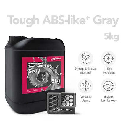 phrozen 3D Printer Functional Resin [Tough:ABS-Like+,Gray], 405nm DLP LCD UV-Curing Photopolymer Resin High Toughness for Plastic Models, Action Figures, Industry Applications, Prototyping (5KG)