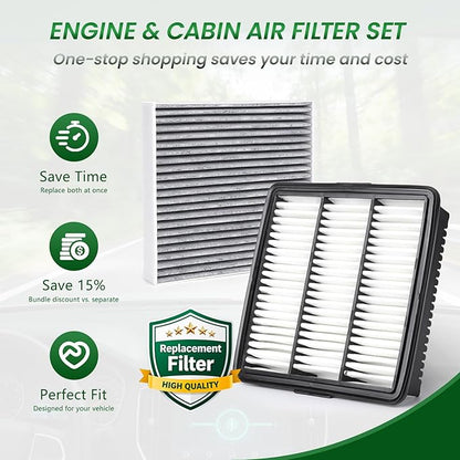 Cabin & Engine Air Filter Fit for ELANTRA (2021-2025), ELANTRA N 2022, KONA (2024-2025), Replacement Air filter CF12820 CA12879