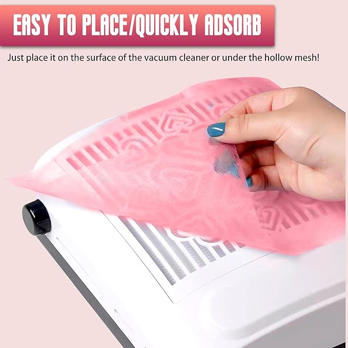 200 Sheets Nail Dust Collector Filter Paper Disposable Nail Dust Filters for Most of Nail Dust Collector Machine Nail Vacuum Dust Collector for Nail Salon Nail Supplies Accessories (pink)
