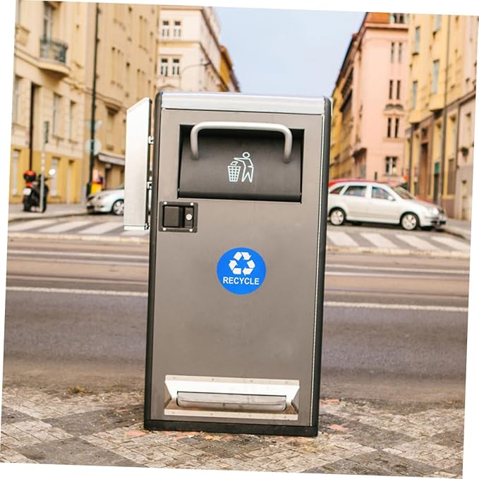 8pcs Trash Can Stickers for Easy Waste Sorting Self-Adhesive Rubbish Bin Labels Black and Blue Decals for Recycling and Composting Use