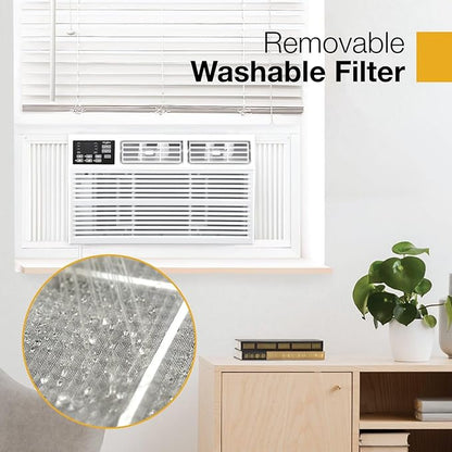 Whirlpool 18,000 BTU Window Air Conditioner with Dehumidifier, 230V, Window AC for Large Rooms up to 1000 Sq. Ft., Bedroom, Living Room, Apartment, with Remote, 3 Speeds, and 24H Timer, White