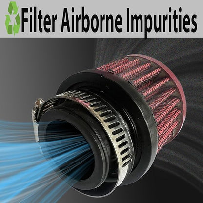 25mm Universal Air Intake Filter, 1" Intake Cold Air Filter, Auto Breathe Filter Vent Crankcase Cleaner with Adjustable Clamp-On Breather, Fits Car Motorcycle (Red)