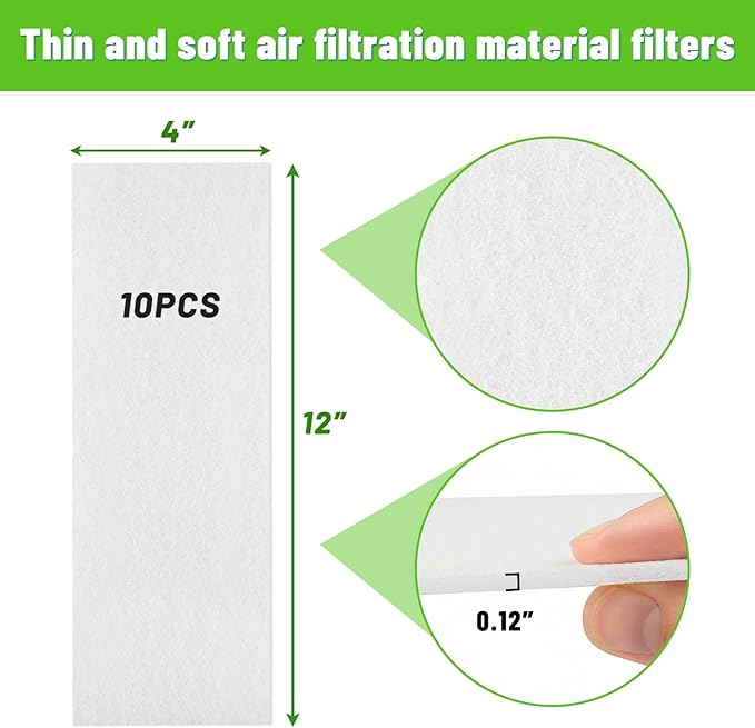 Air Vent Filters, Pack 10 Floor Vent Register Filters - 4"x12" White, Air Register Vent Filters for Home,Trap Debris in Ventilation System